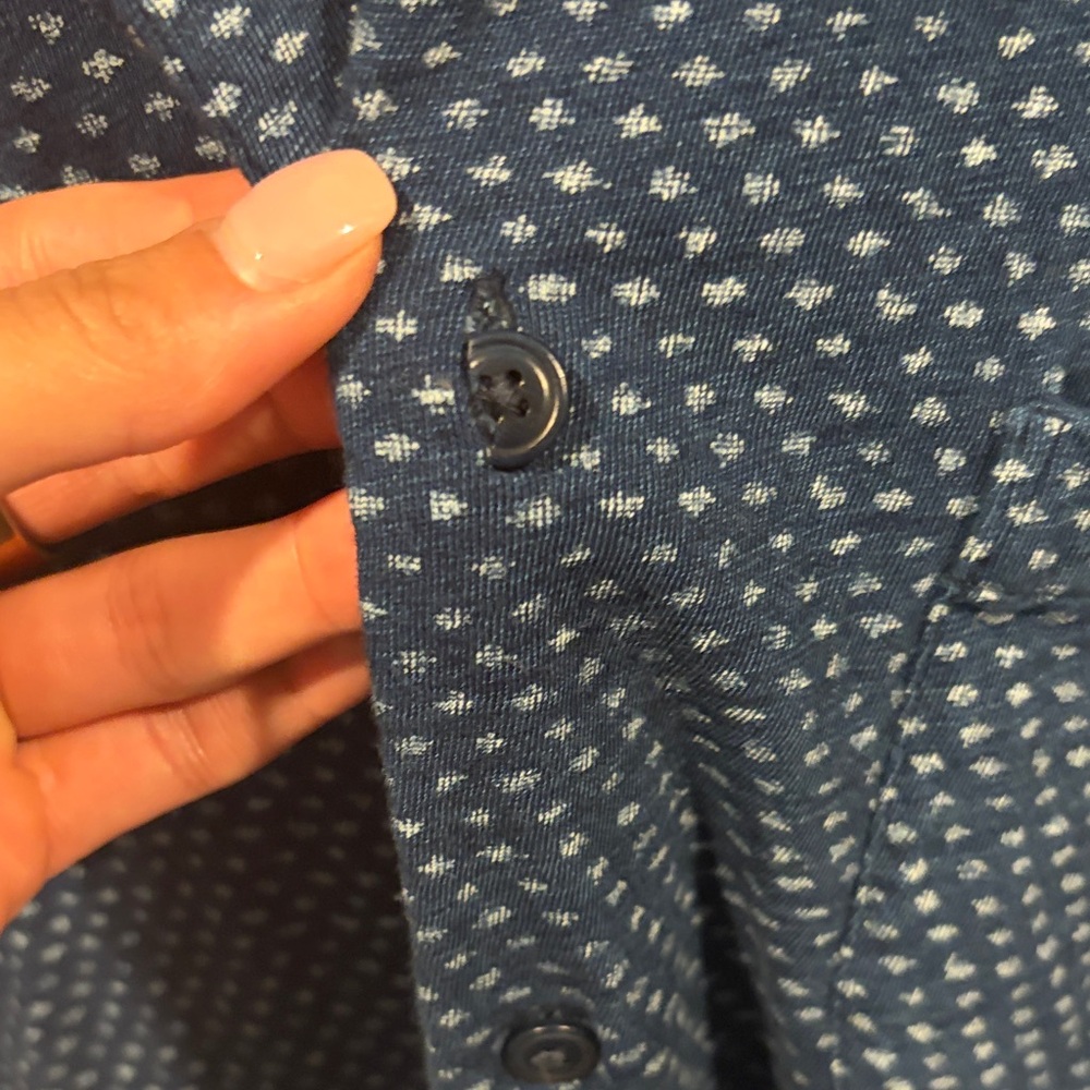 Faherty Navy Patterned Casual Shirt - Picture 2 of 3